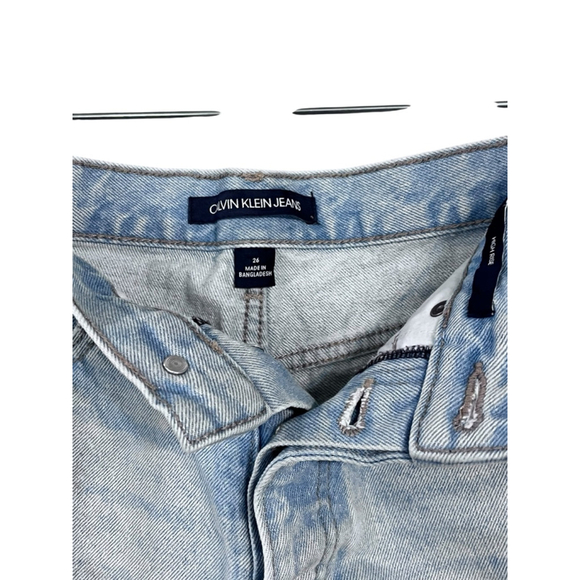 Calvin Klein High Rise Button Fly Cut Off Denim Blue Jean Shorts Size 26 Casual - Picture 4 of 6